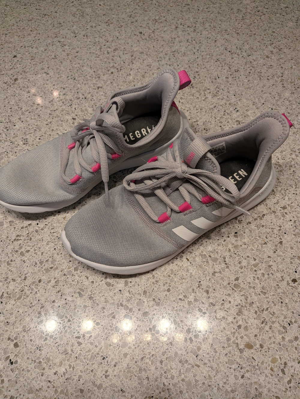 adidas Women's Light Gray and Pink Sneakers